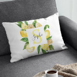 Coussins Décoratifs Cadres et Feuilles de citrons jaunes modernes avec<br><div class="desc">Cadres et Feuilles de citrons jaunes modernes avec nom</div>
