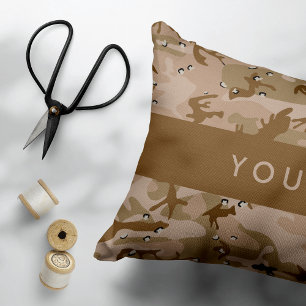 Coussins Décoratifs Cailloux de camouflage du désert, Votre nom, Perso