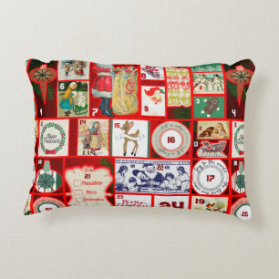 Coussins Décoratifs Calendrier de l'Avent en blocs de Noël vintage en