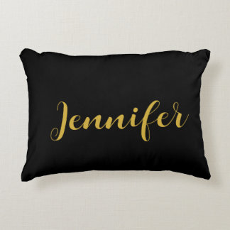 Coussins Décoratifs Calligraphie minimaliste moderne Nom Black Gold