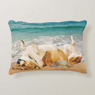 Coussins Décoratifs Calme des Corgi gallois sur la plage