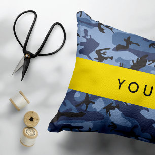 Coussins Décoratifs Camouflage Bleu Marine Personnalisez votre nom