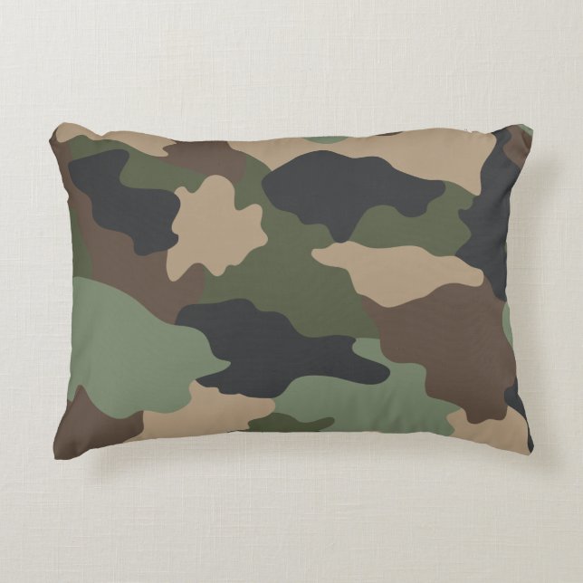 Coussins Décoratifs Camouflage Bois Camo Kaki Vert Tan Noir (Devant)