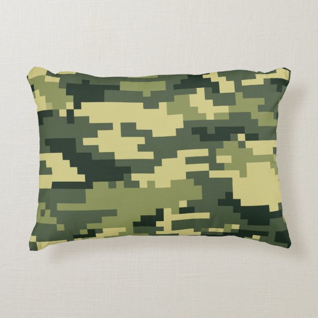 Coussins Décoratifs Camouflage numérique en bois à 8 bits / Camo (Devant)