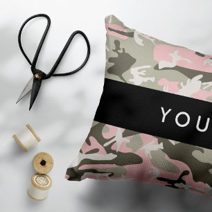 Coussins Décoratifs Camouflage rose et vert Votre nom Personnalisez