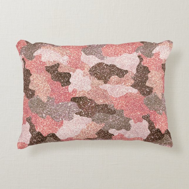 Coussins Décoratifs Camouflage Rose Gold Parties scintillant Camo Pink (Devant)