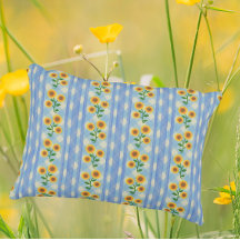 Campagne Cottage Bleu Blanc Jaune Tournesols