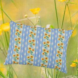 Coussins Décoratifs Campagne Cottage Bleu Blanc Jaune Tournesols