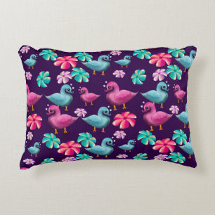 Coussins Décoratifs Canard mignon motif floral Kawaii rose bleu Canard