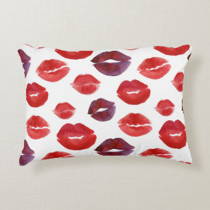Coussins Décoratifs Canne à lèvres Valentine, Aquarelle Impression tra