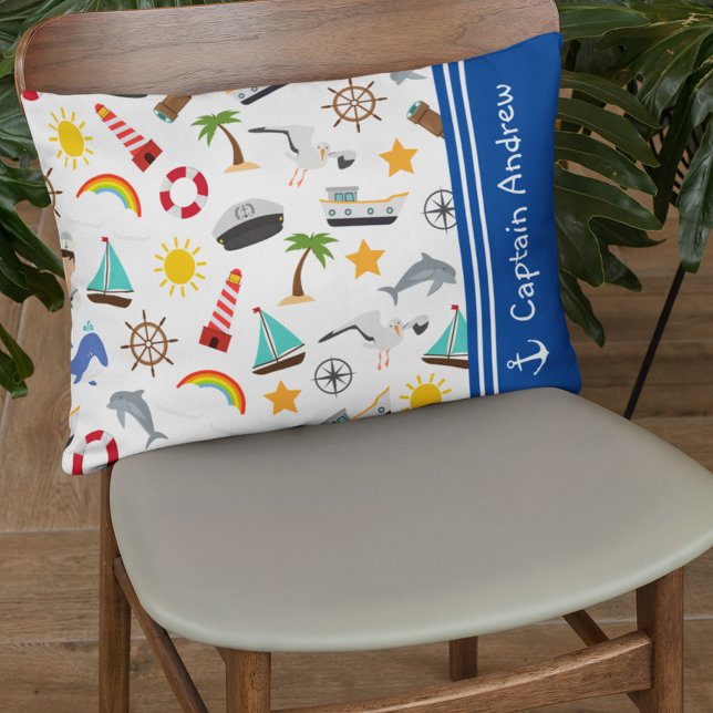 Coussins Décoratifs Capitaine du jeune garçon marin nautique (Créateur téléchargé)