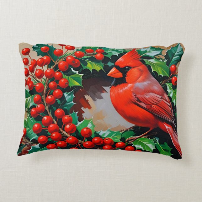 Coussins Décoratifs Cardinal rouge avec couronne (Dos)