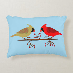 Coussins Décoratifs Cardinaux de Noël mignons et baies rouges