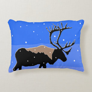 Coussins Décoratifs Caribou en hiver - Art original de la faune