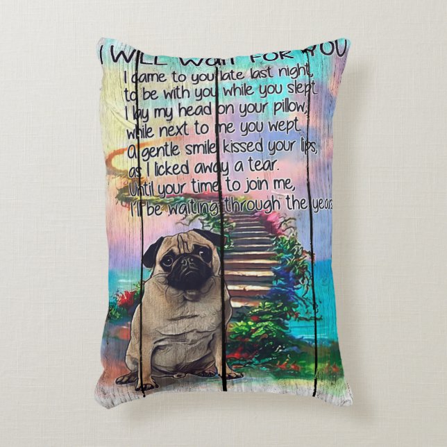 Coussins Décoratifs Carlin Je Vais T'Attendre, Don Carlin Lover, Chien (Devant(Vertical))