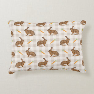 Coussins Décoratifs Carottes et lapins de printemps Pâques beige