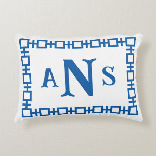 Coussins Décoratifs Carré bleu voile Grèce clé Monogramme