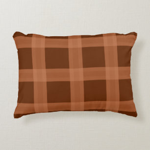 Coussins Décoratifs Carreau de motif de plaid de pêche et de brun