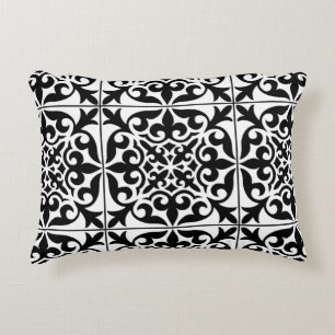 Coussins Décoratifs Carreau marocain - noir sur fond blanc