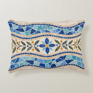 Coussins Décoratifs Carreaux de mosaïque bleus méditerranéens