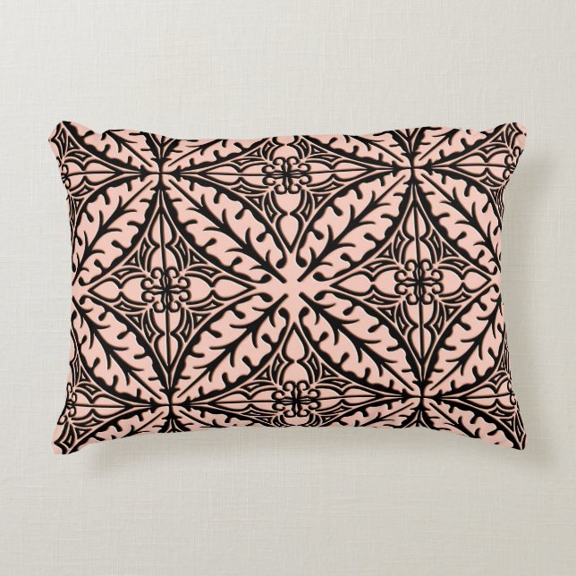 Coussins Décoratifs Carreaux marocains - rose pêche et noir (Devant)