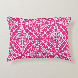 Coussins Décoratifs Carrelage marocain - rose fuchsia et blanc