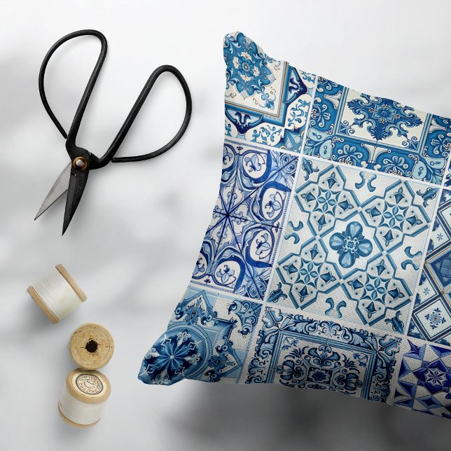 Coussins Décoratifs Carrelage méditerranéen, Portugais, Azulejo, Majol (Créateur téléchargé)