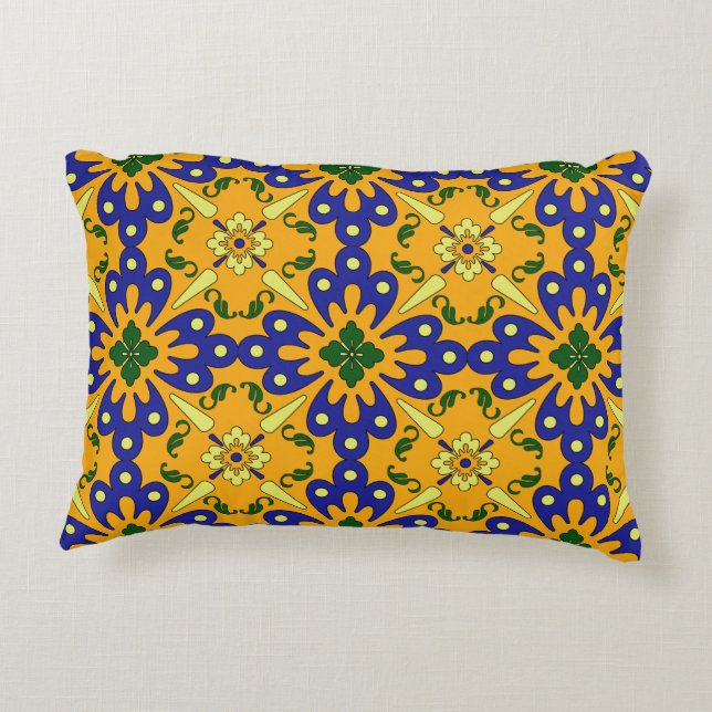 Coussins Décoratifs Carrelage orange bleu et jaune Talavera (Dos)