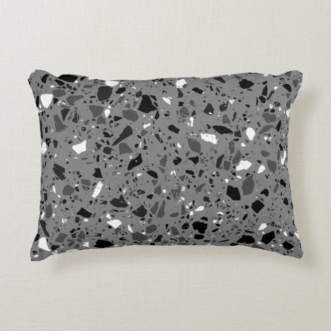 Coussins Décoratifs Carrelage Terrazzo conception noir et gris (Devant)