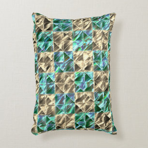 Coussins Décoratifs Carrelage vert menthe à beige ou échecs tachés