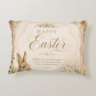 Coussins Décoratifs Carte de vœux de Pâques lapin aquarelle, Pastel