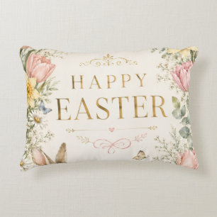 Coussins Décoratifs Carte de vœux de Pâques lapin aquarelle, Pastel