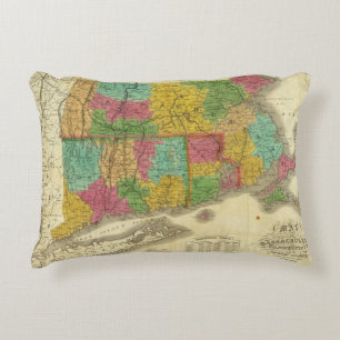 Coussins Décoratifs Carte du Massachusetts et du Connecticut