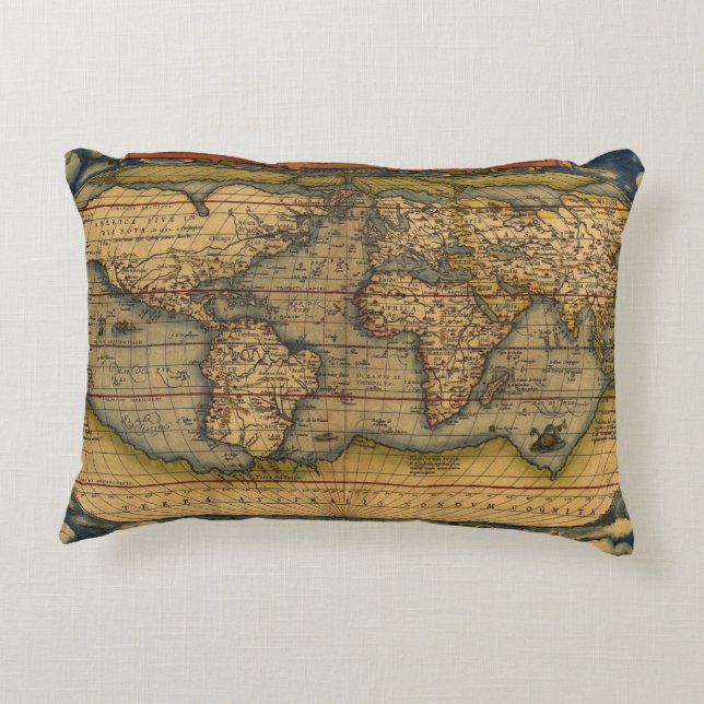 Coussins Décoratifs Carte du monde Antique Ortelius Europe Voyage (Dos)
