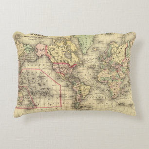Coussins Décoratifs Carte du monde avec les routes maritimes des