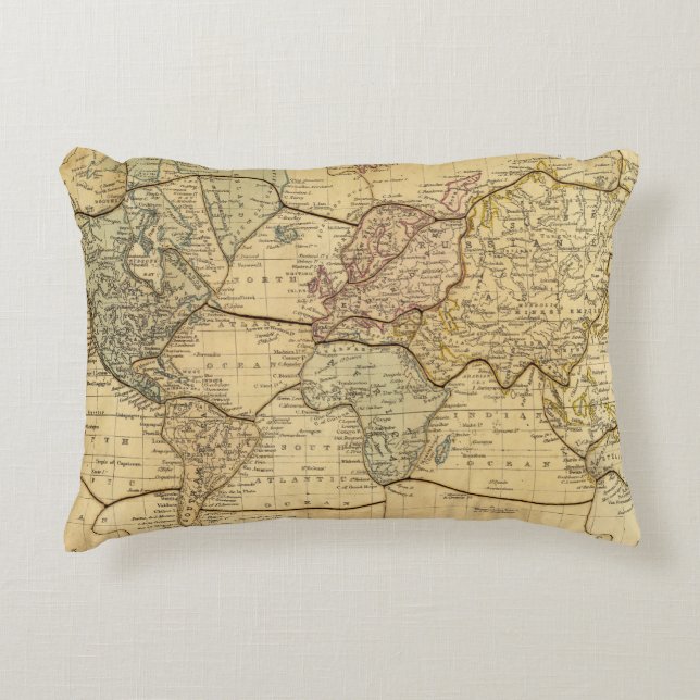Coussins Décoratifs Carte du monde sur la projection de Mercators (Devant)