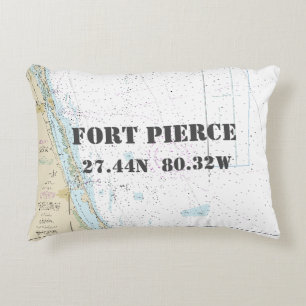 Coussins Décoratifs Carte Nautique Fort Pierce FL Latitude Longitude