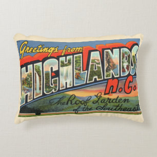 Coussins Décoratifs Carte postale vintage de Highlands NC