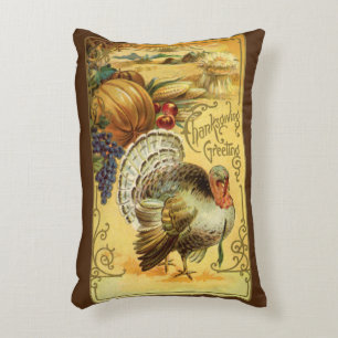 Coussins Décoratifs Cartes de vœux vintage pour Thanksgiving avec dind