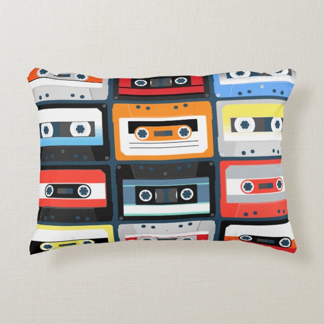 Coussins Décoratifs Cassettes compactes. Lot. plat d'illustration vint (Devant)