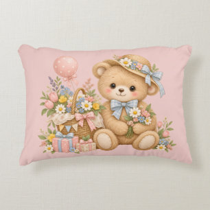 Coussins Décoratifs Célébration de nounours vintage avec des fleurs sa