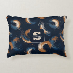 Coussins Décoratifs Cercle bleu et Brown sur Arrière - plan foncé
