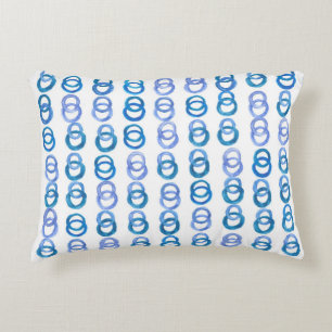 Coussins Décoratifs Cercles bleus : point de polka aquarelle