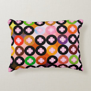 Coussins Décoratifs Cercles multicolores cool et trèfles roses