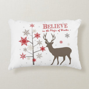 Coussins Décoratifs cerfs et flocons de neige vintages modernes