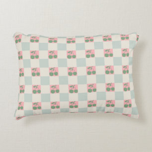 Coussins Décoratifs Cerise esthétique rose verte À damiers Motif Y2K