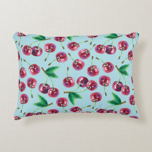 Coussins Décoratifs Cerises d'aquarelle modernes : Motif de baies jute