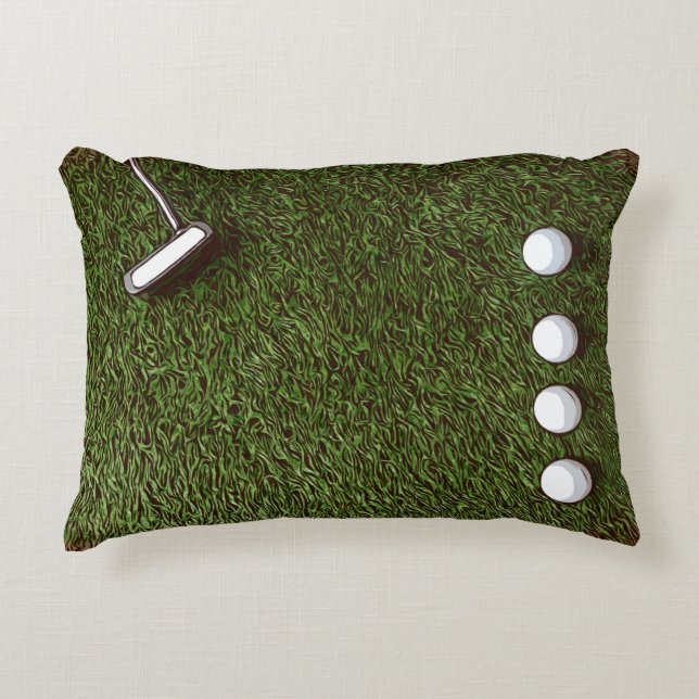 Coussins Décoratifs Chambre de golf avec balle de golf avec pelouse (Devant)