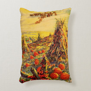Coussins Décoratifs Champ de citrouilles vintage Halloween avec meules