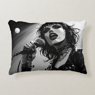 Coussins Décoratifs Chanteuse goth punk de style BD BW 50s